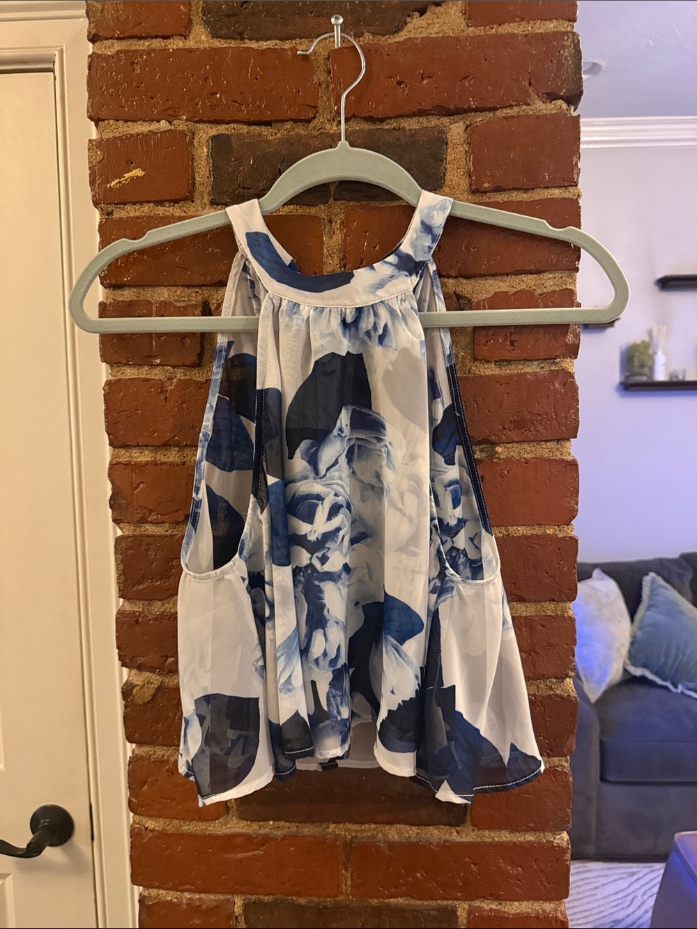 Show Me Your Mumu Blue and White Floral Halter Tank